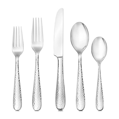Hudson Essentials 60-Piece Bergamo Hammered 18/10 Mirror